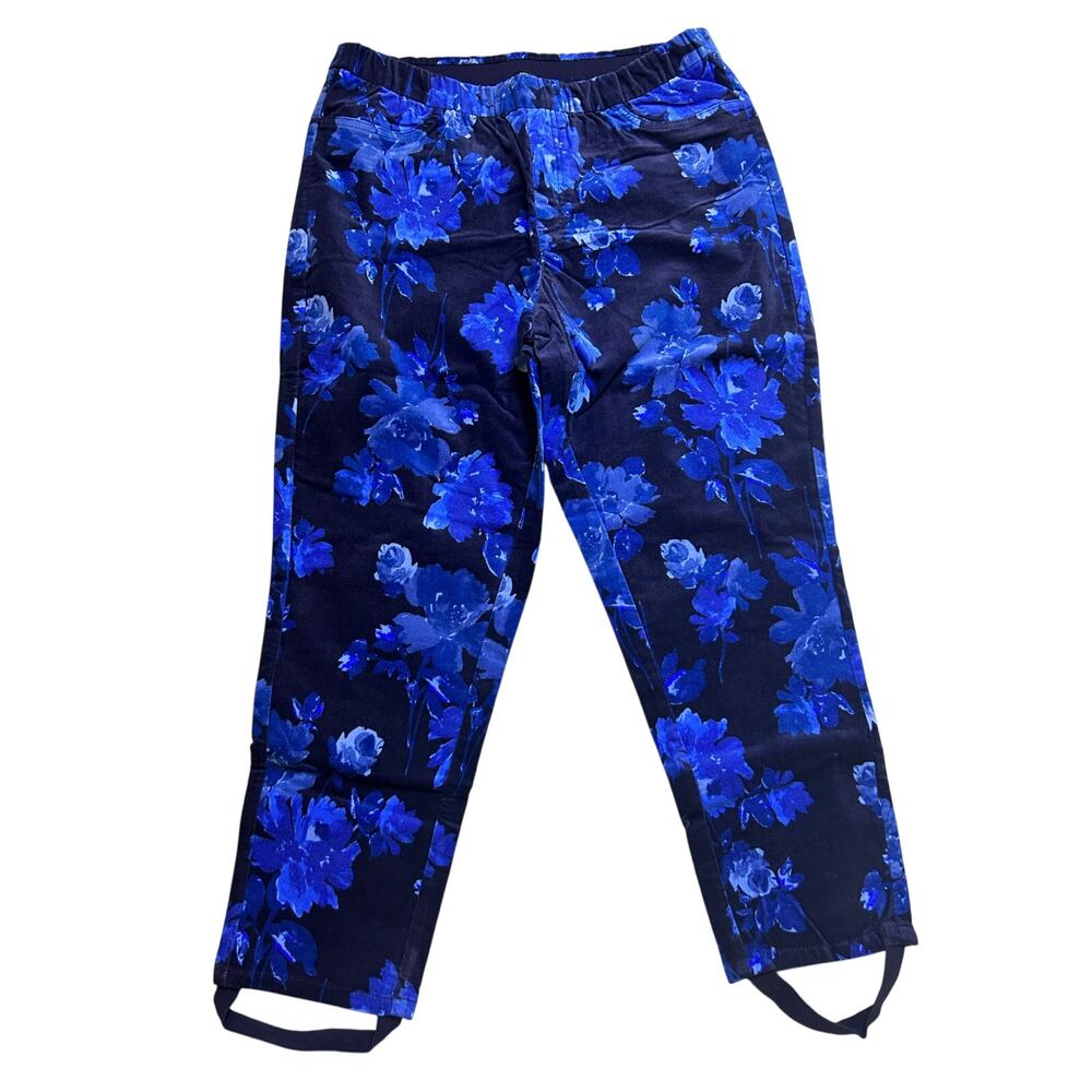 isaacmizrahilive Blue Floral 12 Petite Dress Pants Cottagecore